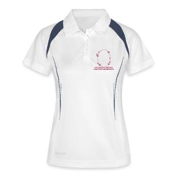 Maman Méga Super Géniale – Cadre Coeur - Polo respirant Femme - blanc/marine - Devant