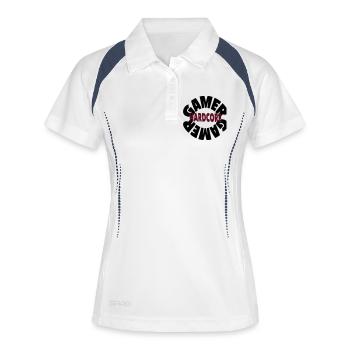 Gamer Hardcore – Bold Gaming Statement - Frauen Polo atmungsaktiv - Weiß/Navy - Vorne