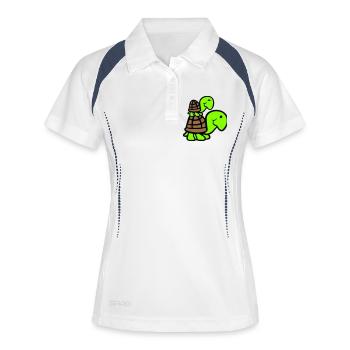 2 tortues Piggyback Maman Papa Enfant Chevauchant Mignon - Polo respirant Femme - blanc/marine - Devant