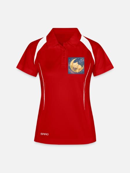 Sleeping cat on moon in starry sky - Women's Polo breathable - white/navy