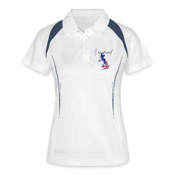 Ich bin Engländer, ich bin stolz - Frauen Polo atmungsaktiv - Weiß/Navy - Vorne