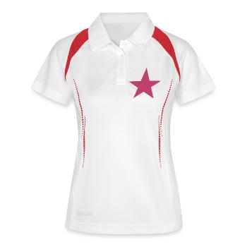 Art étoile rose sur les vêtements - Polo respirant Femme - blanc/marine - Devant