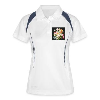Elegant pastel flower composition of old masters - Women's Polo breathable - white/navy - Front