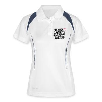 Made with Love – Herz Design Baby & Familie - Frauen Polo atmungsaktiv - Weiß/Navy - Vorne