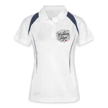 Hochzeit Team Herz - Frauen Polo atmungsaktiv - Weiß/Navy - Vorne