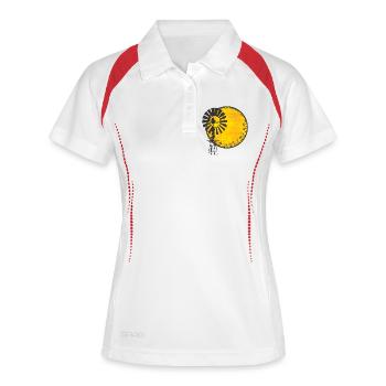 Design abstrait de l’Australie en jaune et noir - Polo respirant Femme - blanc/marine - Devant
