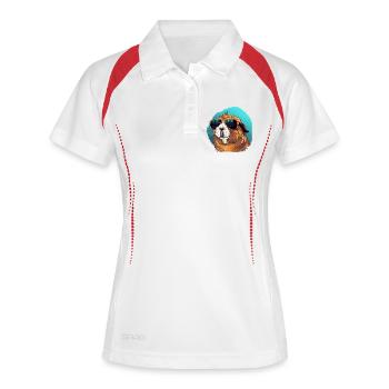 Lässiges Meerschweinchen mit Sonnenbrille - Frauen Polo atmungsaktiv - Weiß/Navy - Vorne