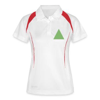 Abstraktes Triangeldesign in Pastellfarben - Frauen Polo atmungsaktiv - Weiß/Navy - Vorne