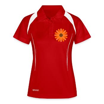 T-shirt à motif rétro fleur de calendula - Polo respirant Femme - blanc/marine - Devant