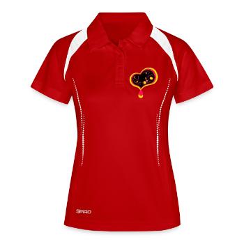 „Demokratie“ Herz schwarz rot gold Deutschland - Frauen Polo atmungsaktiv - Weiß/Navy - Vorne