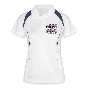 Run on coffee and christmas - Frauen Polo atmungsaktiv - Weiß/Navy - Vorne