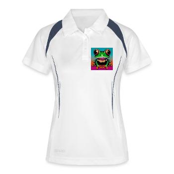 Frosch - Frauen Polo atmungsaktiv - Weiß/Navy - Vorne