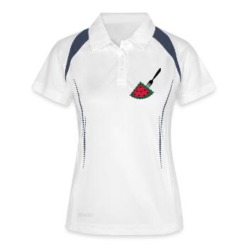 Melon avec fourchette - Polo respirant Femme - blanc/marine - Devant