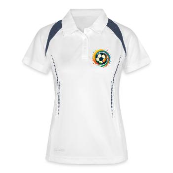 Art du football tourbillon de couleur - Polo respirant Femme - blanc/marine - Devant