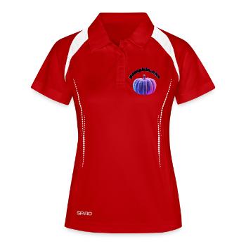 Pumpkin.exe – Citrouille holographique futuriste Hello - Polo respirant Femme - blanc/marine - Devant