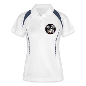 Chat et café Perfect Morning - Polo respirant Femme - blanc/marine - Devant
