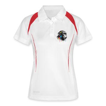 Chimpanzé éclaboussure coloré - Polo respirant Femme - blanc/marine - Devant