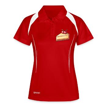 Pixel Cheesecake Cherry Slice - Frauen Polo atmungsaktiv - Weiß/Navy - Vorne