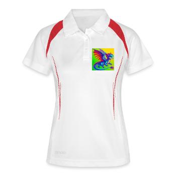 Drache - Frauen Polo atmungsaktiv - Weiß/Navy - Vorne