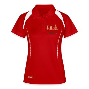 Weihnachtsteam: Freunde der Bäume - Frauen Polo atmungsaktiv - Weiß/Navy - Vorne