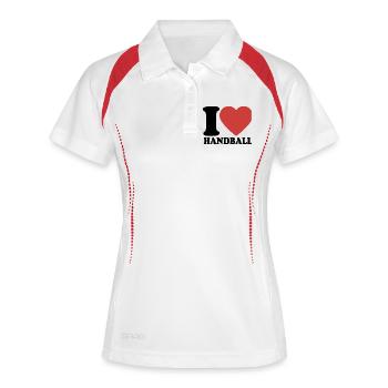 I Love Handball - Herz - Handballer - Frauen Polo atmungsaktiv - Weiß/Navy - Vorne