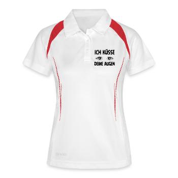 Je baise tes yeux – Déclaration romantique - Polo respirant Femme - blanc/marine - Devant