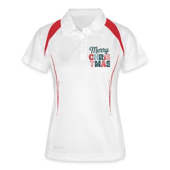 Design de Noël coloré Joyeux Noël - Polo respirant Femme - blanc/marine - Devant