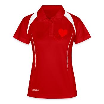 Rote Herzen - Frauen Polo atmungsaktiv - Weiß/Navy - Vorne