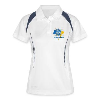 Trident bleu Emblème de l’Ukraine - Polo respirant Femme - blanc/marine - Devant