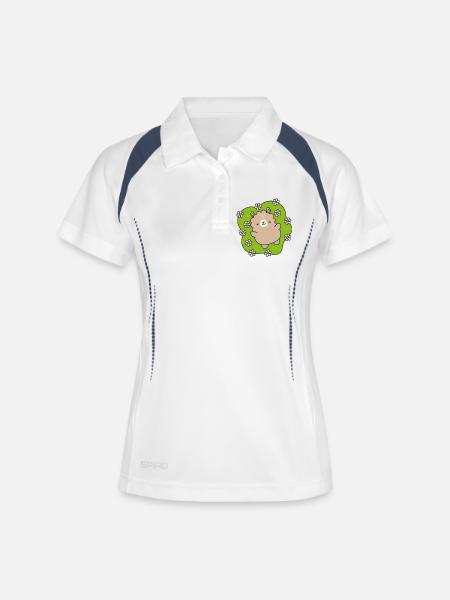 Happy Bear at the Flower Garden - Women's Polo breathable - white/navy