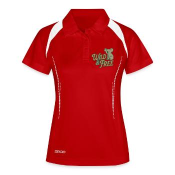 Wild & Free – Koala & Känguru - Frauen Polo atmungsaktiv - Weiß/Navy - Vorne