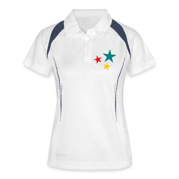 STERN. STERNE. STERN. FEST. JAHRESTAG. WEIHNACHTEN - Frauen Polo atmungsaktiv - Weiß/Navy - Vorne