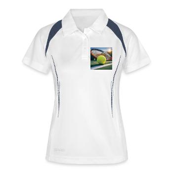 Sport, Tennis - Frauen Polo atmungsaktiv - Weiß/Navy - Vorne
