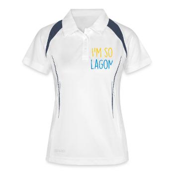 Lagom Sverige Schweden - Frauen Polo atmungsaktiv - Weiß/Navy - Vorne
