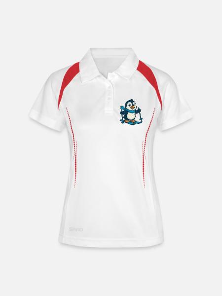 Penguin on skis with scarf - Women's Polo breathable - white/navy