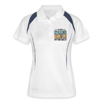 Outil d'occlusion pour technicien dentaire - Polo respirant Femme - blanc/marine - Devant