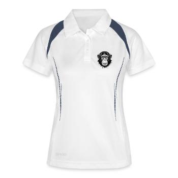 Illustration de visage de singe en noir et blanc - Polo respirant Femme - blanc/marine - Devant