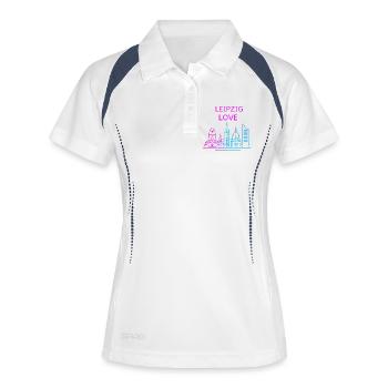 Leipzig Love Skyline Silhouette City Stadt  - Frauen Polo atmungsaktiv - Weiß/Navy - Vorne