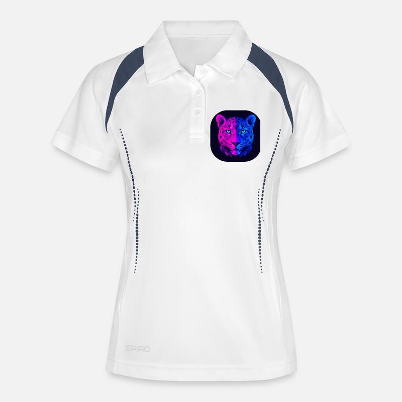 Neon Geometric Leopard - Women's Polo breathable - white/navy