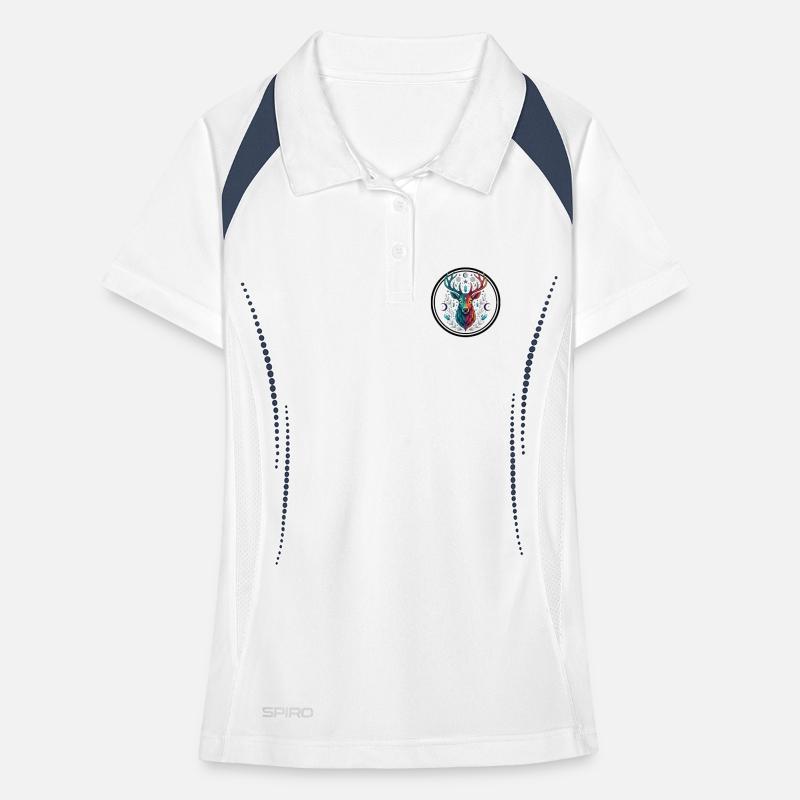 Rainbow Deer Crystal Moon Women's Polo breathable