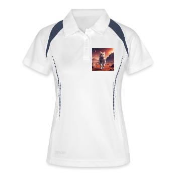 Astronaute chat sur Mars - Polo respirant Femme - blanc/marine - Devant