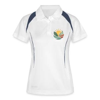Paysage minimaliste avec lever de soleil - Polo respirant Femme - blanc/marine - Devant