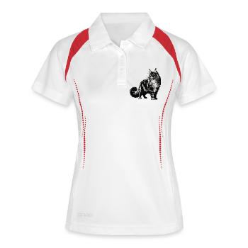 Maine Coon Design – Majestätisch und imposant - Frauen Polo atmungsaktiv - Weiß/Navy - Vorne