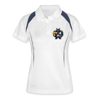 Cyber Bretzel avec motif de bière et de cœur - Polo respirant Femme - blanc/marine - Devant