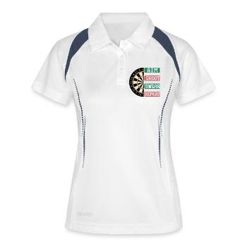 Aim Shoot Wear Repeat Dartboard Style - Frauen Polo atmungsaktiv - Weiß/Navy - Vorne
