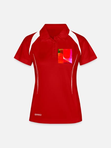 Géométrie du bloc de couleur néon - Polo respirant Femme - blanc/marine
