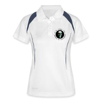 Néon demi-teintes tête de mort, Halloween, Rock, Motard - Polo respirant Femme - blanc/marine - Devant