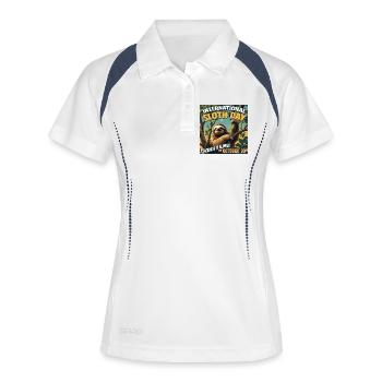 20. Oktober – Internationaler Tag des Faultiers - Frauen Polo atmungsaktiv - Weiß/Navy - Vorne