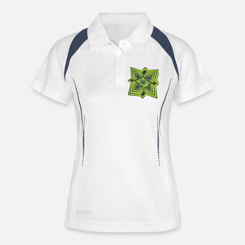 Green Mandala Geometry - Women's Polo breathable - white/navy