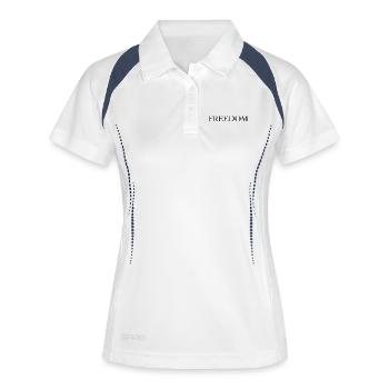 Freiheits-Hemd - Frauen Polo atmungsaktiv - Weiß/Navy - Vorne